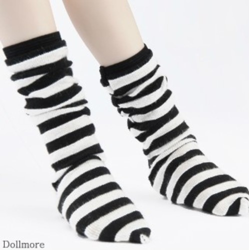 [MSD] Striped Middle Knee Stocking (B&amp;W)
