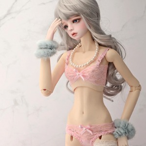 [Model doll size] Rua Lacy bra + Panty set (Pink)