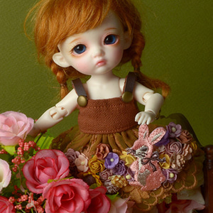 [Bebe Doll.휴쥬베이비] Rabbit Flowers Dress (Brown)