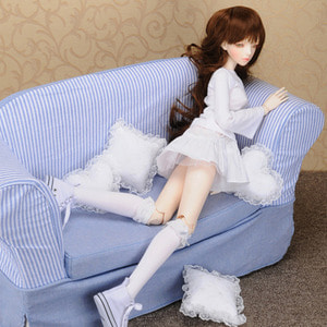 Model doll size - Fabric Double Sofa (Blue)