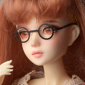 12inch doll - Round Steel Lensless Frames Glasses (Black)