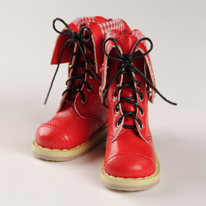 [75mm] MSD - Chara Check Boots (Red)[C1]
