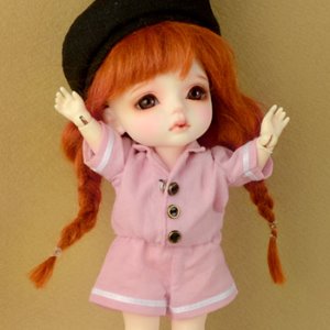 [Bebe Doll.휴쥬베이비] Bebe Doll Size - Sailor Overall(Pink)